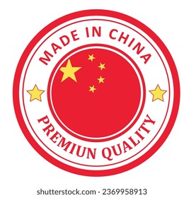 The sign is made in China. Framed with the flag of the country