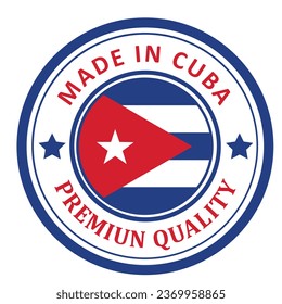 El cartel está hecho en Cuba. Enmarcado con la bandera del país
