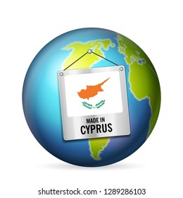 Sign made in Cyprus on a white background.