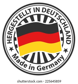 Sign Made in Germany. Hergestellt in Deutschland