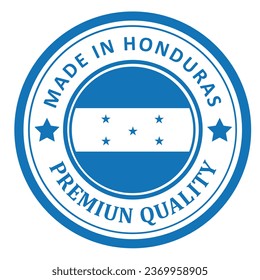 El cartel está hecho en Honduras. Enmarcado con la bandera del país