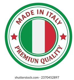 The sign is made in Italy. Framed with the flag of the country