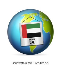 Sign made in UAE on a white background.