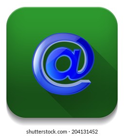 at sign mail icon With long shadow over app button