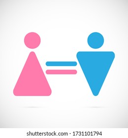 Sign of male and female equality with gender triangles, vector art illustration.