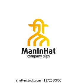 sign of a man in a hat and cape, linear art