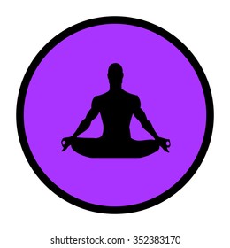 the sign of a man meditating,yoga,lotos.vector illustration EPS10 color:purple