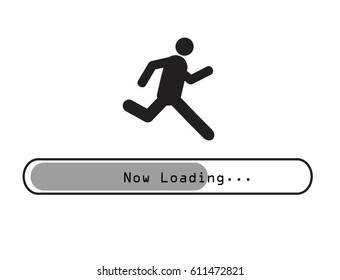 Sign man running on loading bar vector