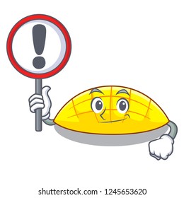 With sign mango slices isolated on the mascot