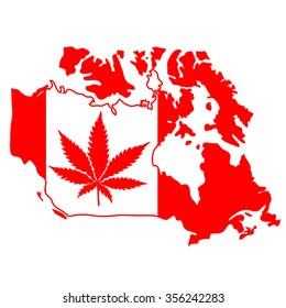  cartel con hoja de marihuana en el mapa de Canadá