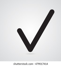 Sign mark on a gray background with shadow.
