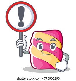 With sign marshmallow character cartoon style