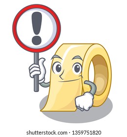 With sign masking tape in the shape characters