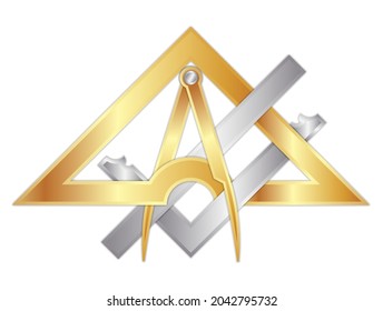 Sign of the Masson Lodge. Freemasonry and secret societies emblems, mystic drawings. New world order. Sacred geometry, religion, spirituality, occultism
