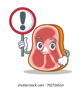 With sign meat character cartoon food