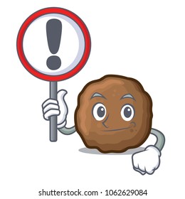 With sign meatball character cartoon style