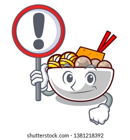 With sign meatball fried on the cartoon plate