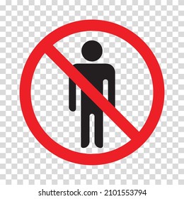 Sign of - Men are not allowed to inter on a transparent background