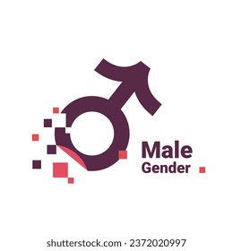 Zeichen für Männer, Pixel-Gender-Logo-Symbol einzeln auf weißem Hintergrund