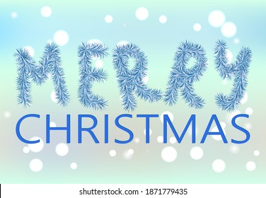 Sign Merry Christmas handwritten lettering, bright gold tinsel, simple vector illustration