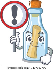 With sign message in bottle isolated with cartoon