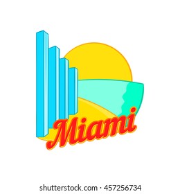 Sign Miami icon in cartoon style isolated on white background. Badge symbol