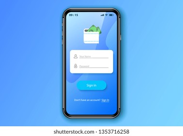 sign in mobile user interface. vector illustration