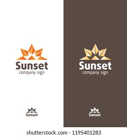 Sign in modern style, abstract signs sunset or sunrise