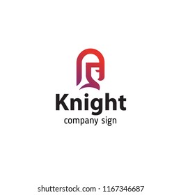 Sign in modern style knight in helmet, portrait in profile