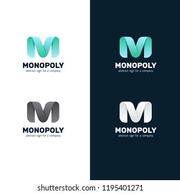 Sign in modern style, set of abstract signs, letter M