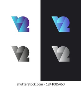 Sign in modern style, set of abstract signs, letter v2