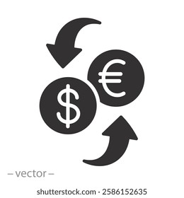 sign money dollar with euro, currency exchange icon vector, flat symbol on white background