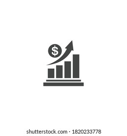 Sign Money Grow Icon Black and White Vector Graphic