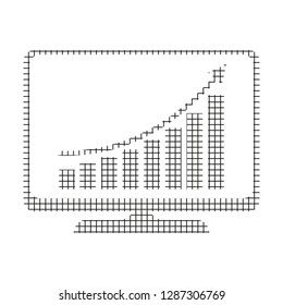 Sign monitor and up arrow, black on a white background, squares, vector