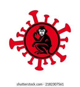El signo de la varicela. Un mono malvado en un círculo. Un símbolo de peligro y pandemia. Ilustración vectorial aislada en un fondo blanco para el diseño y la web.