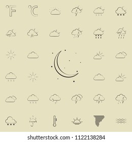 sign of the moon and stars icon. Detailed set of Weather icons. Premium quality graphic design sign. One of the collection icons for websites, web design, mobile app on colored background