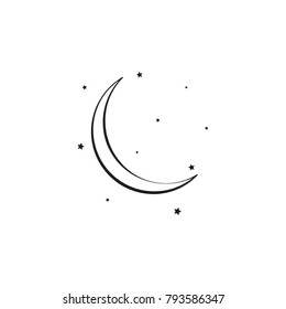 sign of the moon and stars icon. Elements of weather signs icon. Premium quality graphic design. Signs, outline symbols collection icon for websites, web design, mobile app on white background