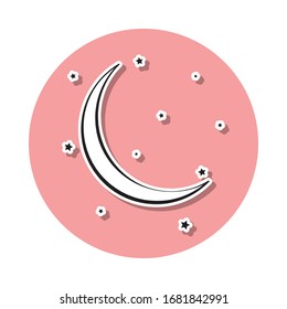 sign of the moon and stars sticker icon. Simple thin line, outline vector of Weather icons for ui and ux, website or mobile application