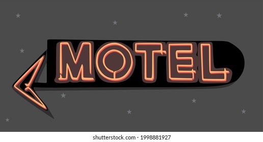 sign to motel is black with neon in red