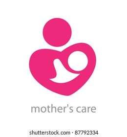 Sign - a mother's care. The symbol of parental love. Vector template.