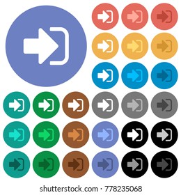 Sign in multi colored flat icons on round backgrounds. Included white, light and dark icon variations for hover and active status effects, and bonus shades on black backgounds.