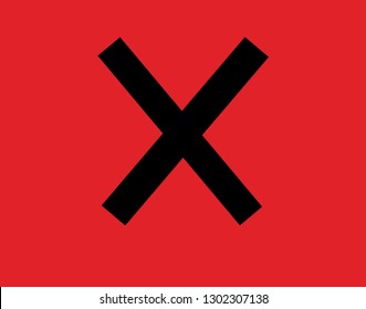 sign multiply black on red background