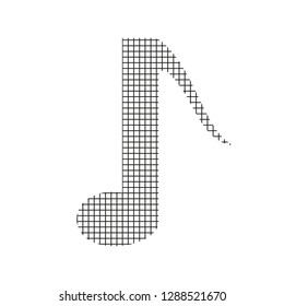 Sign musical note, black on a white background, squares, vector