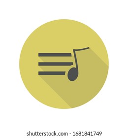 sign musical sheet . Element of web long shadow icon. Simple glyph, flat vector of WEB icons for ui and ux, website or mobile application