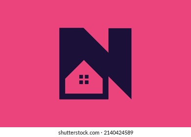 Sign N house logo Design. Letter N home logo design vector. Abstract logo design for real estate company business.