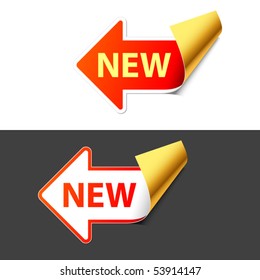 Sign New in the form of an arrow. Easy editable vector.