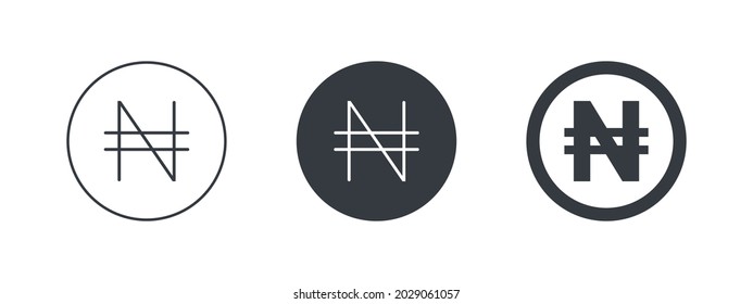 Sign of the Nigerian naira. Sign of the Nigerian currency. Money symbols of the world. Vector illustration