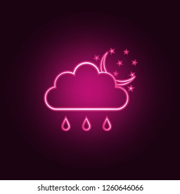 the sign of the night rain icon. Elements of Weather in neon style icons. Simple icon for websites, web design, mobile app, info graphics