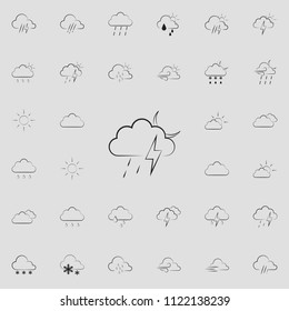 a sign of a night rain with a thunder-storm icon. Detailed set of Weather icons. Premium quality graphic design sign. One of the collection icons for websites, web design, mobile on colored background