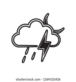 a sign of a night rain with a thunder-storm icon. Element of Weather for mobile concept and web apps icon. Outline, thin line icon for website design and development, app 